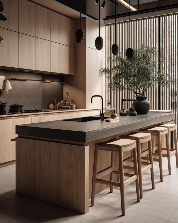 Cuisine design avec îlot central